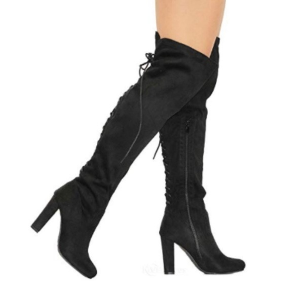 ⬇ $55 Lace Up Over The Knee Thigh High Suede Boots - Picture 5 of 8